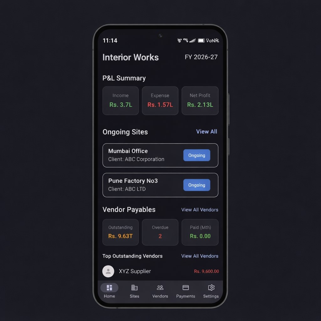 Interior Works Dashboard